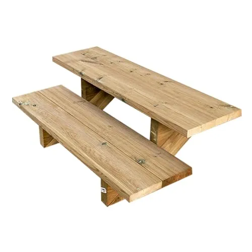 Fertiges Set Außentreppe Holz für Garten, Balkon und Terrasse - Gebrauchsfertiger Bausatz für Außentreppen mit druckimprägnierten Kiefernholz-Trittstufen. Ideal für individuelle Höhen von 37 bis 122 cm und Breiten bis 160 cm.