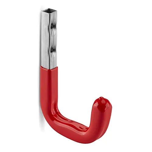 OrgaTech Wandhaken 115 x 80 mm rot bis 45 Kg Tragkraft mit Gummierung Regalbodenträger Gerätehalter Montagehaken Allzweckhaken