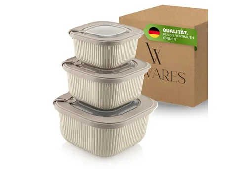Viwares Vorratsdose Frischhaltedosen stapelbar im 3er Set mit transparentem Ventildeckel, (Set, 3-tlg., 3-teiliges Set), Ventildeckel für kontrollierten Dampfaustritt