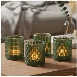 Levandeo® Teelichthalter Set (4er) in grün von Levandeo