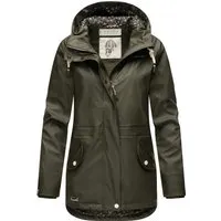Navahoo Damen Übergangsjacke Oceans Heart Dark Olive Gr. M - Funktionsjacke, wasserdicht und warm gefüttert, ideal für Übergangszeit und Outdoor-Aktivitäten mit verstellbarem Kordelzug und großen Taschen.
