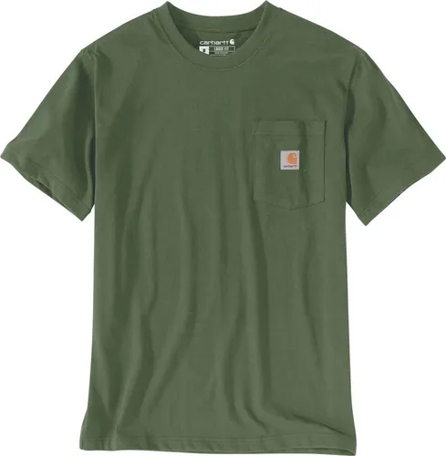 Carhartt Pocket Outdoor Graphic T-Shirt, grün-braun, Größe L für Männer - Robustes T-Shirt aus schwerem Jersey für Herren, ideal für Outdoor-Aktivitäten. Mit praktischer Brusttasche und stylischem Grafikdruck, perfekt für lässige Looks.