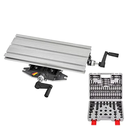 WABECO 2-Achsen Koordinatentisch K400 mit Spannpratzen Satz 58-teilig, Aufspannfläche 400 x 180 mm zu WABECO Bohrständer Fräsständer BF Frästisch Bohrtisch für Bohrständer Made in Germany