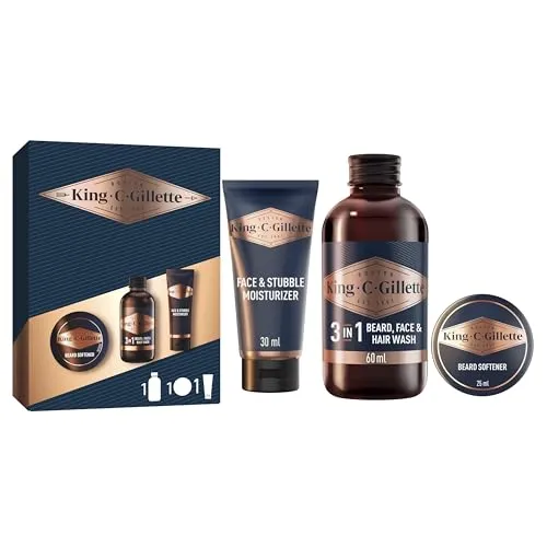 King C. Gillette Mini-Reiseset Probierset Geschenkset Bartpflege-Essentials