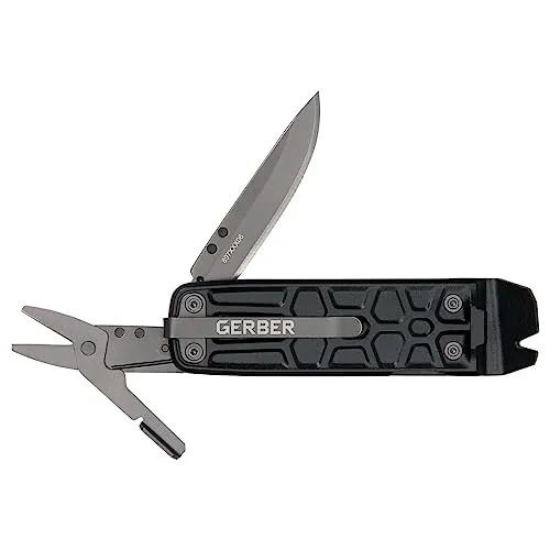 Gerber Lockdown Slim Pry Multi-Tool schwarz - Schlankes Multi-Tool mit 7 Werkzeugen, ideal für Freizeitaktivitäten; robust und vielseitig einsetzbar für Outdoor-Enthusiasten.