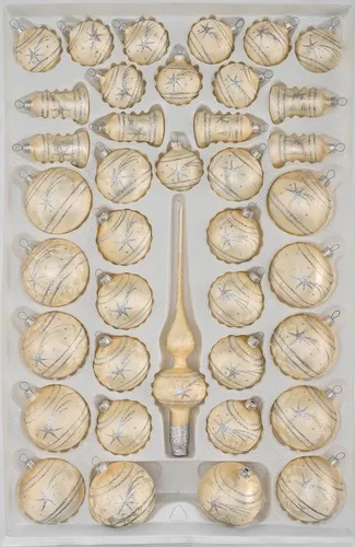 Navidacio Weihnachtsbaumkugel Set 39 tlg. in Ice Champagner Silber