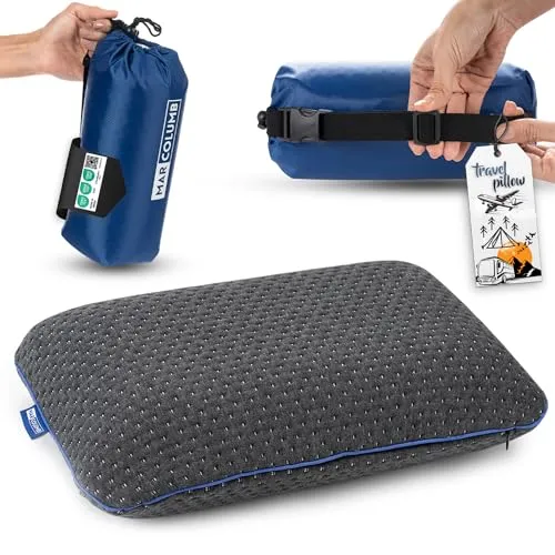 Marcolumb Reisekissen-Campingkissen-ergonomisches Memory-Schaum-Kissen mit temperaturregulierendem Bezug-Oeko-TEX Made IN Green