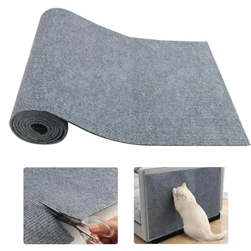 Produktbild Kratzmatte für Katzen, 40x200 cm, Selbstklebende Kratzmatte aus Polyester, Wiederverwendbar, Ideal zum Schutz von Möbeln, Wänden und Ecken, Kratzschutz für Katzen, Dunkelgrau