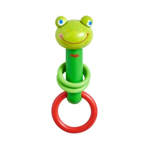 HABA Klangfrosch - Musikspielzeug aus Holz ab 6 Monaten zum Klappern & Greifen