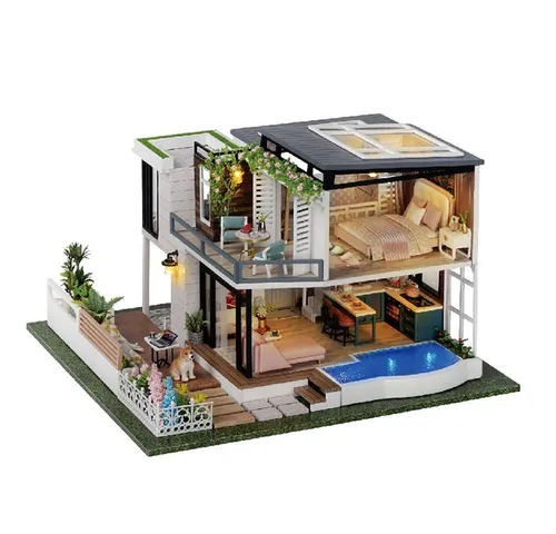 3D-Puzzle DIY Holz Miniaturhaus Modellbausatz