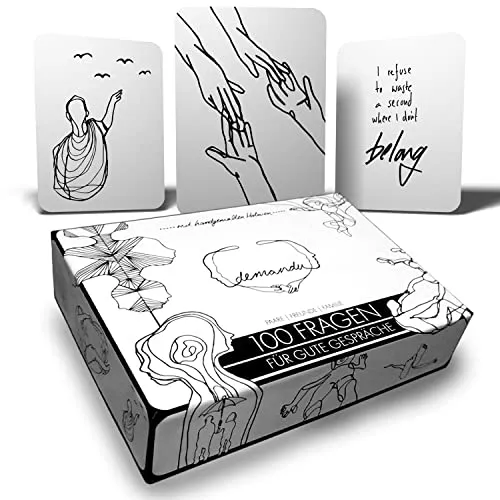Demandu (Deutsche Version Kartenspiel für Gute Gespräche Kunstvolle Motive | Spiel für Paare, Freunde & Familie | Line Art | 100 Fragen | Kennenlernen | zum Geburtstag | Jahrestag | Valentinstag