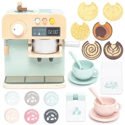 UMU® Kinder Kaffeemaschine aus Holz – Realistisches Rollenspiel für kleine Baristas - Küchen-Spielzeugset für Kinder ab 3 Jahren, fördert Kreativität und Feinmotorik mit authentischen Details wie Hebel und Milchschäumer.