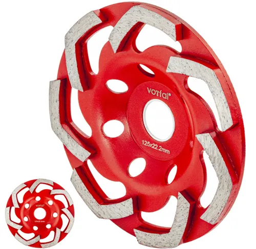 Topfscheibe Schleifteller 125mm Betonschleifer Diamant Schleiftopf RED Segment