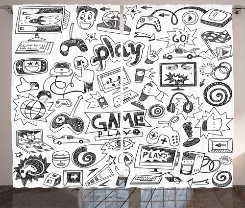 Abakuhaus, Videospiele Rustikale Gardine , 280 cm x 245 cm von Abakuhaus