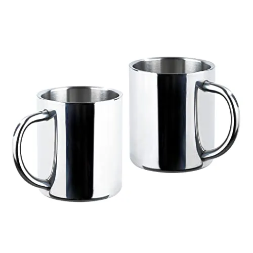 Edelstahl Thermobecher doppelwandig - 2er Set - Isolierbecher mit ca. 200 ml Fassungsvermögen - Campingtasse Kaffetasse Trinkbecher Tasse Becher isoliert spülmaschinengeeignet