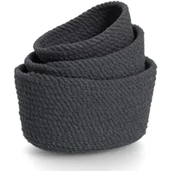 Korb Set 3-teilig Baumwolle Schwarz