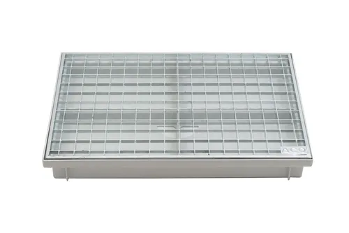 ACO Schuhabstreifer Gitterrost 60x40 cm - Tür- & Bodenmatten: Praktischer Schuhabtreter mit leicht zu reinigendem Gitterrost und Bodenwanne, ideal für drinnen und draußen.