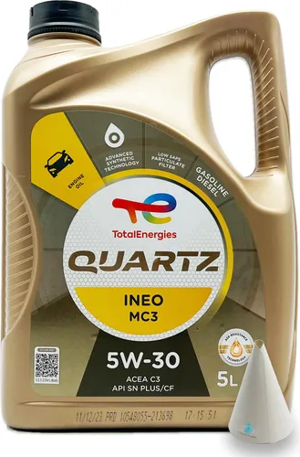 Total Quartz Ineo MC3 | 5W-30 | 5 L | MB229.51 / 52 | BMW LL-04 | Opel/Vauxhall | mit Trichter