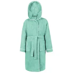 Laynenburg Kinderbademantel - Bademantel Kinder Frottee mit Kapuze aus Baumwolle, - in den flauschigen Größen von 110 - 176 für Mädchen, Junge, Teenager blau 170/176