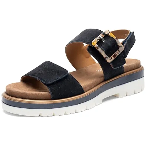 ara Damen Malaga Sandale - Bequeme Wandersandale in Blau, 43 EU - Wanderschuhe mit weichem Wechselfußbett aus Polyurethan und praktischem Klettverschluss für optimalen Tragekomfort.
