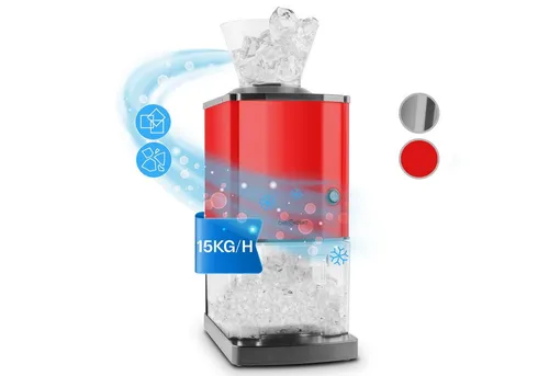 OneConcept Crushed Ice Maschine - Schneller Eiscrusher für 15kg/h - Eiswürfelmaschinen mit 3,5L Fassungsvermögen, ideal für Cocktails und Partys. Produziert in nur 1 Stunde 15kg zerkleinertes Eis und ist leicht zu reinigen.