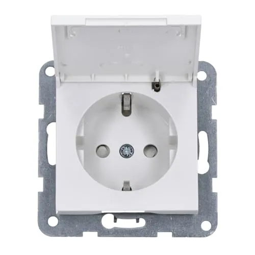 Panasonic WDTT03202WH Karre Plus 55 Schutzkontakt-Steckdose mit Klappdeckel beschriftbar reinweiß 55x55 mm
