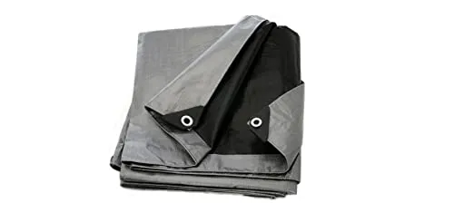 BDW Gewebeplane Abdeckplane Schutzplane Bootsplane VIELE GRößEN 260g/m² PE - Holzabdeckplane wasserdicht Grau-Schwarz