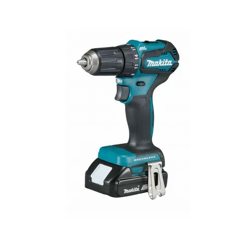 Makita DDF483RAJ Akku-Bohrschrauber, 36 W, 18 V - Akkuschrauber mit bürstenlosem Motor für hohe Ausdauer und kompakte Bauweise, ausgestattet mit 2-Gang-Vollmetallgetriebe und leuchtstarker Doppel-LED für optimale Sicht.