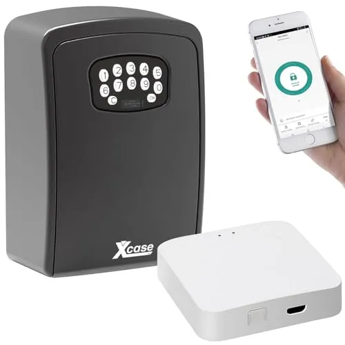 Xcase Schlüsseltresor mit App: Mini-Schlüssel-Safe mit App-Kontrolle und WLAN-Gateway, IP54 (Schlüsseltresor ferngesteuert, außen WLAN, Schlüsselsafe gesteuert)