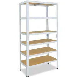shelfplaza HOME Schwerlastregal 180x100x45 cm in Weiß mit 6 Böden - Robustes Schwerlastregal für vielseitige Anwendungen, mit 145 kg Traglast pro Boden. Perfekt für Garage, Keller und Werkstatt. Einfacher Aufbau ohne Schrauben dank praktischem Stecksystem.