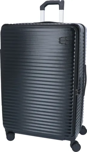 TheTrueC 4-Rad Trolley L - MONACO Black - Robuster Hartschalen-Trolley mit erweiterbarem Volumen auf 121 Liter, ideal für Reisen. Ausgestattet mit TSA-Zahlenschloss und 360° drehbaren Rollen für höchsten Komfort.