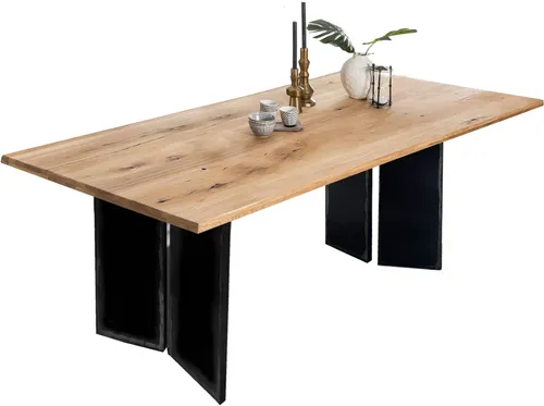 Esstisch INOSIGN, Wildeiche geölt, B:180cm - Esstische aus massiver Wildeiche mit einem robusten Metallgestell im Used Look, ideal für moderne und individuelle Wohnkonzepte.