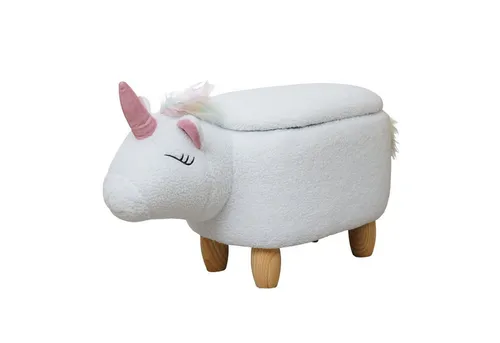 SVITA Tierhocker Einhorn mit Stauraum - Hocker fürs Kinderzimmer mit praktischem Stauraum. Flauschiger Bezug und stabile Holzbeine machen ihn zum idealen Ordnungshelfer und Deko-Element.
