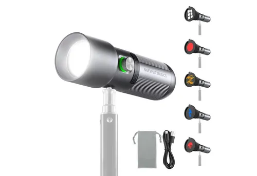 Neewer LED Taschenlampe FL10 RGB Taschenlampe, LED Spotlight, 4 Farben/20 GOBO Filter (Packung), 7500mAh, USB C Kabel, 10W 6300K Videospot für Foto Studio Fotografie