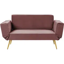 Schlafsofa 2-Sitzer SAARELA Samtstoff Rosa in gold von Beliani