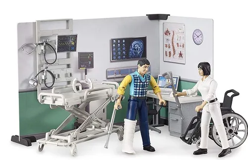 Bruder 62711 - bworld Krankenstation mit Figuren und Zubehör - Menschen: Realistische Krankenstation mit Figuren und umfangreichem Zubehör, ideal für kreative Rollenspiele und Förderung der Fantasie.