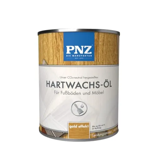 PNZ Hartwachs-Öl farbig (gold effekt) 0,75 l - 76013 - Hochwertiges Hartwachs-Öl für Holzoberflächen: Schützt vor Feuchtigkeit und Abnutzung. Ideal für Möbel und Böden, einfach in der Anwendung und für Innenräume geeignet. Zertifiziert und nachhaltig produziert.