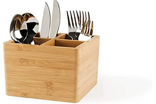 Excelsa Besteckfach Eco Living Bambus - Sonstige Küchenhelfer, umweltfreundlicher Besteckkasten aus langlebigem Bambus mit 4 Fächern für optimale Organisation Ihrer Küchenutensilien.