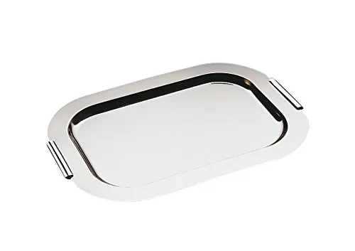 APS 1712 Tablett Finesse, 44 x 31 cm, Höhe 1,5 cm, 18/0 Edelstahl, verchromte Messing-Griffe, spülmaschinengeeignet, Made in Germany