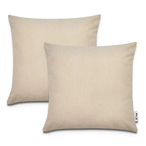 Paco Home Dekorative Kissenbezüge Kordsamt Kissenbezug Weich Kissenhülle Set Kissen Sofa Schlafzimmer Deko Zierkissen, Farbe:Beige 2, Sets:2pcs-Set