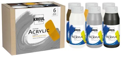KREUL Triton Acrylic Liquid Set Base & Neutral 17798 - Acrylfarbe Set mit 7,6 kg für kreative Projekte, ideal für Künstler und Bastler, bietet hervorragende Deckkraft und Farbintensität.