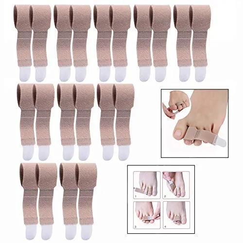 LHKJ 10 Stück Hammerzehen Zehenbandage, Zehenkorrektor Bandagen Einstellbar, Hammerzehen Korrektoren Dünnem Leicht Komfortabel, Toe Splints für Verstauchte Zehen Gebrochenen Zehen