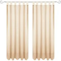 Bestgoodies Dekoschal Ellen Schlaufen Blickdicht 2er Pack 140 cm x 175 cm Beige