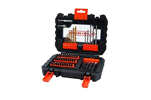 Black+Decker Bohrer- und Schrauberbit-Set (50-teiliges, Metall-, Holz- und Steinbohrer, Stecknüsse, Bits, Senker) A7232