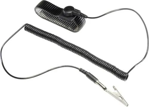 Produktbild TRU COMPONENTS WristME-SET-10-183-K ESD-Handgelenkband Schwarz inkl. Erdungskabel Druckknopf 10 mm, Krokodilklemme
