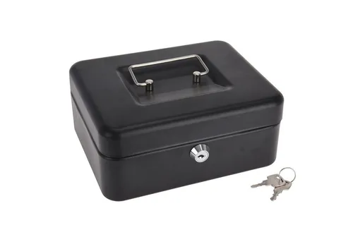 HAC24 Geldkassette Geldkasse aus Stahlblech Geldbox Sparkassette Abschließbar (1 St., 20 x 16 x 9 cm), Abschließbar mit 2 Schlüsseln & Münzbrett