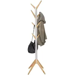 WOLTU Kleiderständer mit 8 Haken - Garderobenständer aus massivem Holz, 180 cm hoch, ideal für die platzsparende Aufbewahrung von Kleidung und Zubehör. Robuste Konstruktion mit 8 Haken für optimale Organisation.