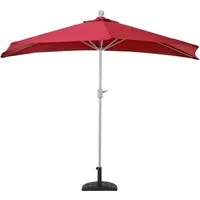 MCW Sonnenschirm Lorca Halbrund 3m Bordeaux - Sonnenschirm mit UV-Schutzfaktor 50+, ideal für Balkone und Terrassen. Robustes, windstabiles Gestell aus rostfreiem Aluminium und platzsparendes Design.