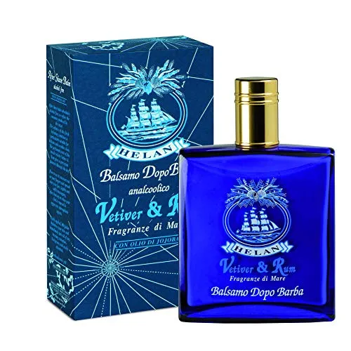 Helan, Vetiver&Rum - Bart Balsam Beruhigendes, After Shave Herren Weichmachendes Aftershave Herren, Gesichtscreme Männer Natürlich Alkoholfrei Gegen Irritationen, Frisch Duftendes Made in Italy, 100ml
