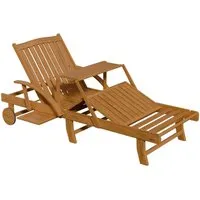 Produktbild Juskys® Sonnenliege SunScape Natur – Klappbare Akazie mit Tisch